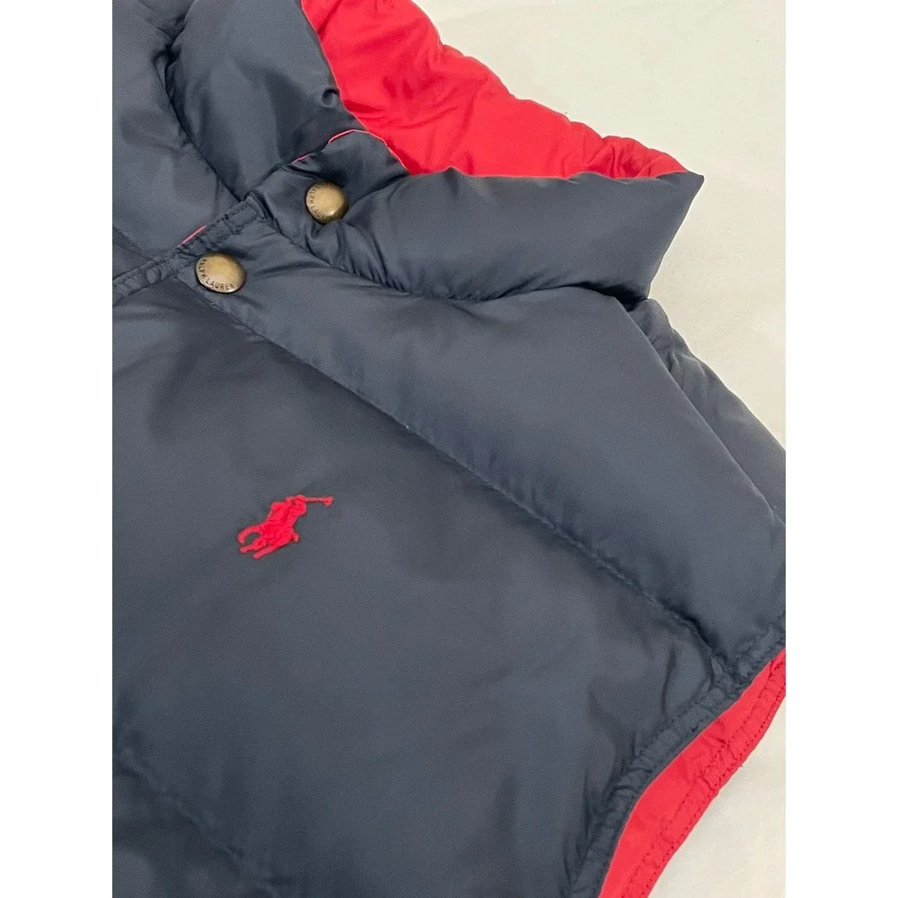 Polo Ralph Lauren Reversible Down Puffer Vest XL Navy Blue / Red Quilted Preppy